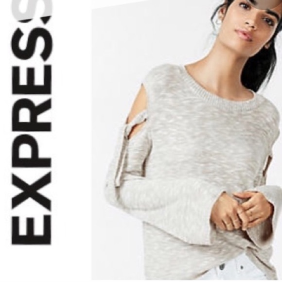 Express Tops - Express cold shoulder with bow ties accents